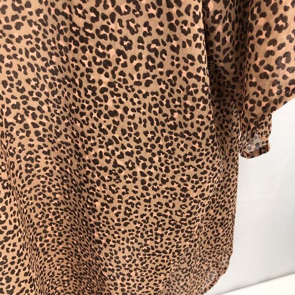 Aerie Leopard Print Cover Up Women’s OS Sheer Brown Pink Kimono Sleeve Open Wrap - Picture 8 of 10